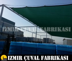 İZMİR ÇUVAL FABRİKASI - 4 x 8 mt GÖLGELİK FİLE KENARLARI DİKİMLİ HALKALI